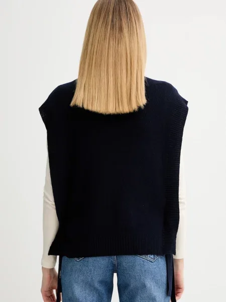 A.P.C. vestă de lână Pull Mathilde bleumarin light cu turtleneck