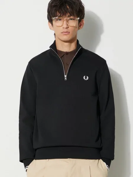 Hanorac FRED PERRY Half Zip Sweatshirt Black L negru