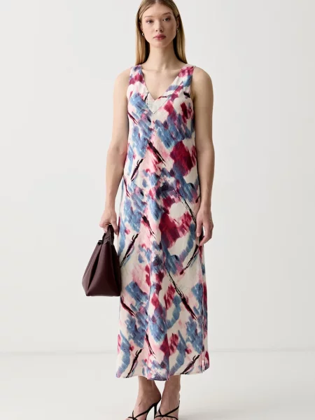 DKNY rochie de vară din in bej