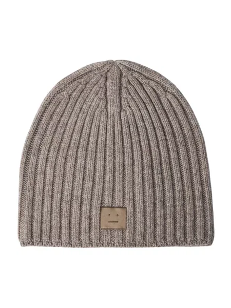 Czapka Acne Studios wełniana z logo beżowa