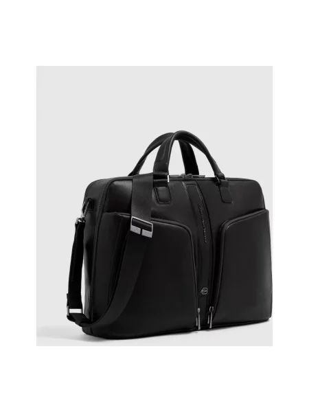 Torba na laptopa Piquadro skórzana czarna