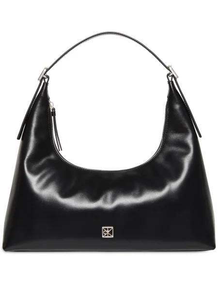 Geantă Calvin Klein Emblem Hw Lthr Shoulder Bag negru