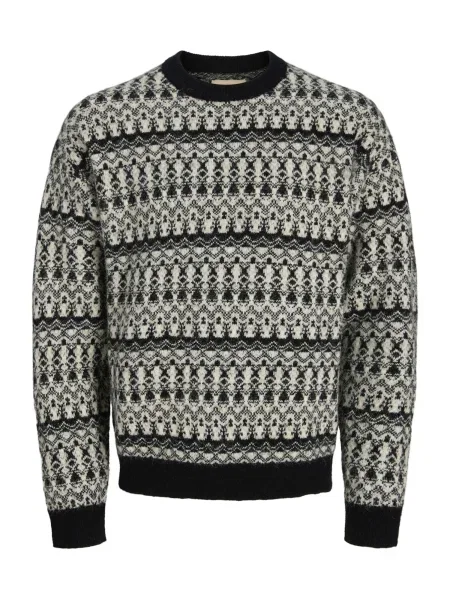 Jack & Jones Premium Pulover JPRBLUMAX FAIRISLE gri negru