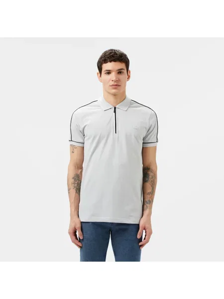 Lacoste Koszulka Polo Half Zip Slim Fit szara