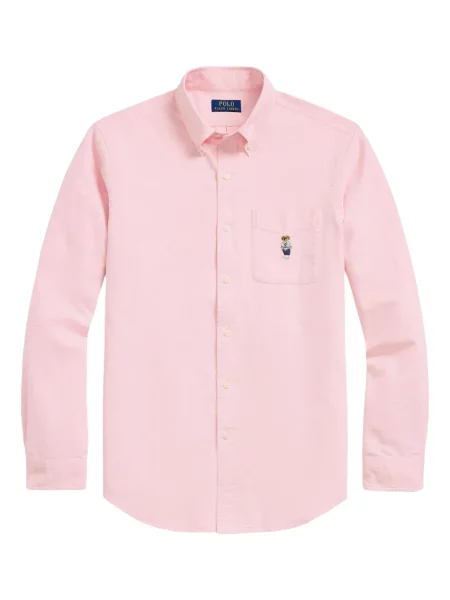 Tricou Polo Ralph Lauren din piele cu broderie în carouri maro