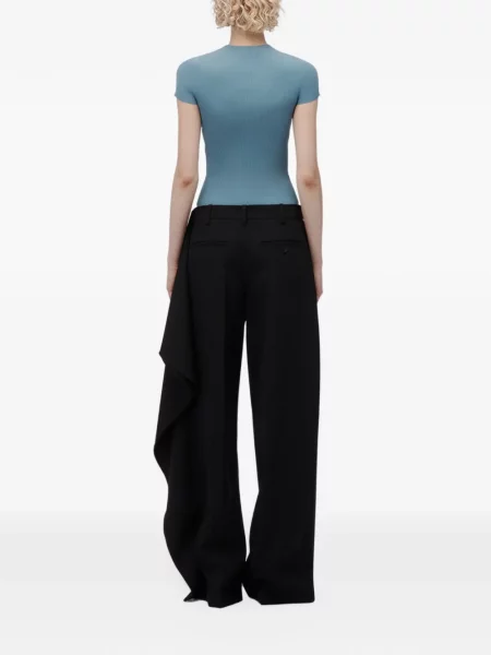 Top Alexander Wang cu decolteu rotund din jacard cu autograf albastru