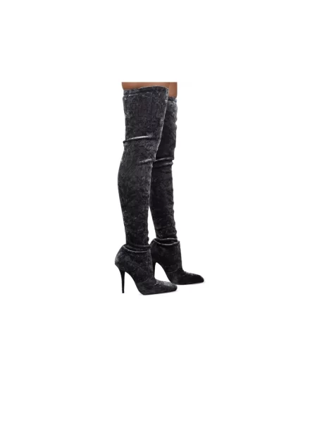 Kozaki Saint Laurent skórzane szare