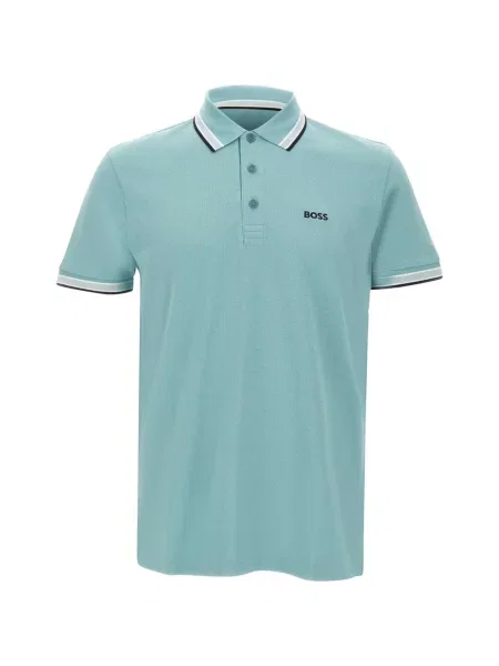 Tricou polo Boss cu dungi verde