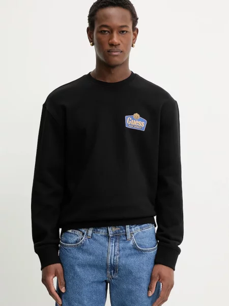 Bombažen pulover Guess Jeans črna