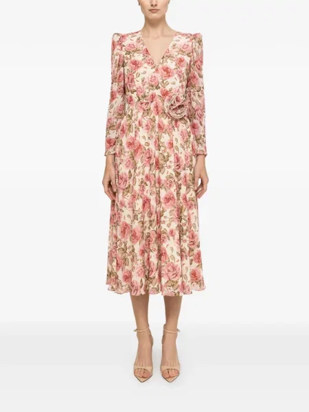Rochie midi Nissa din șifon cu model floral