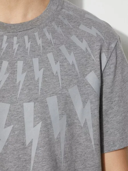 Футболка Neil Barrett Fairisle Thunderbolt Slim з принтом сірий