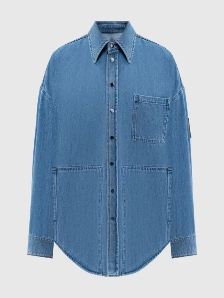 Джинсова сорочка з патчем логотипа Missoni блакитна