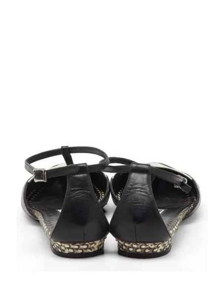 Sandale Manolo Blahnik din piele cu bretele negru