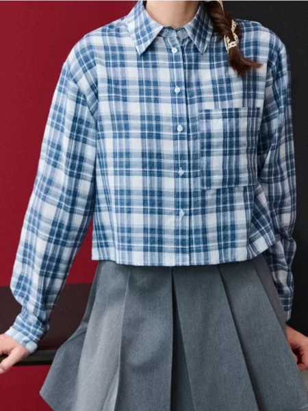 Коротка картата сорочка різнобарвний