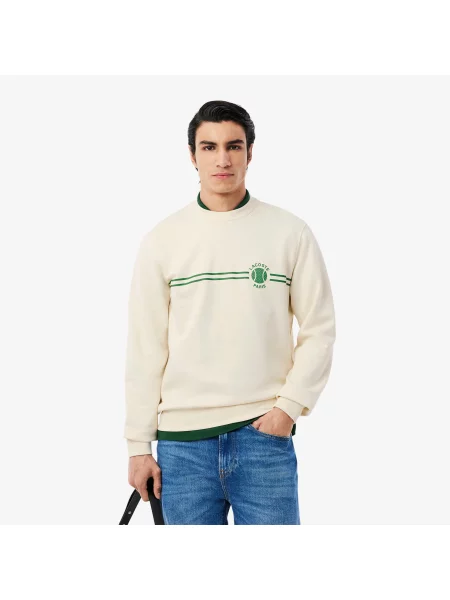 Lacoste Bluza Polarowa Z Nadrukiem Tenisowym zielony