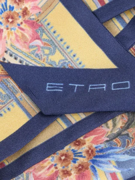 Fular Etro de mătase cu model paisley albastru