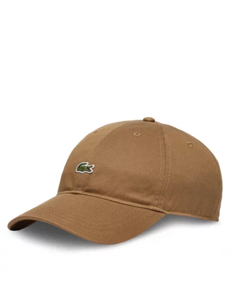 Бейсболка Lacoste коричневий з аплікацією бежева