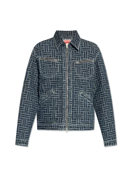 Kenzo kurtka jeansowa Trucker Denim Jacket Weave przejściowa oversize niebieski