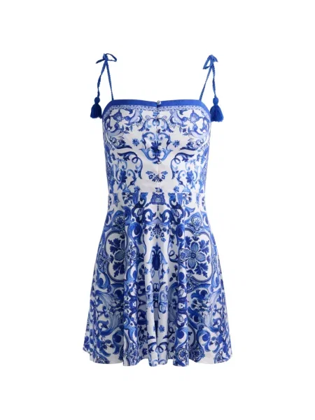 Rochie mini Alice + Olivia cu bretele alb