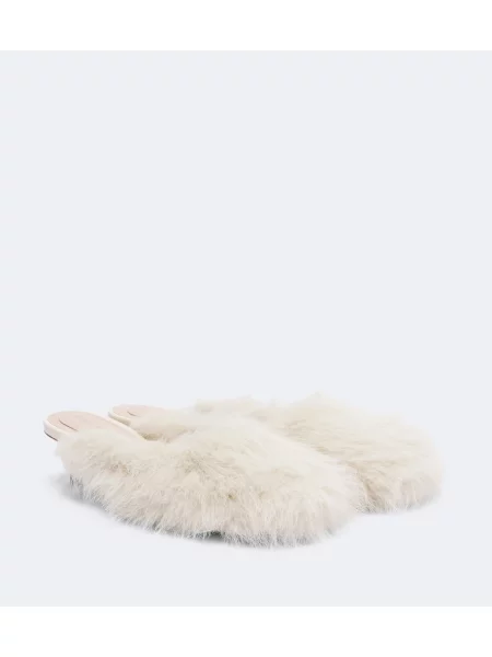 Papuci tip mules Simone Rocha din piele alb