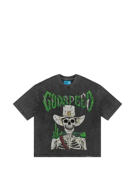 Tricou Godspeed cu imagine gri