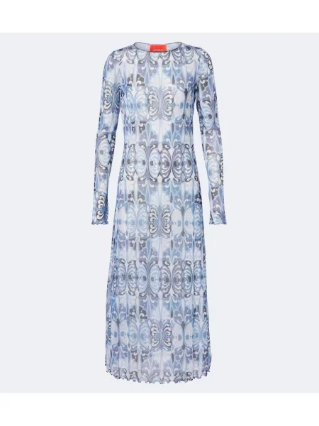 Rochie midi La Doublej cu imagine albastru