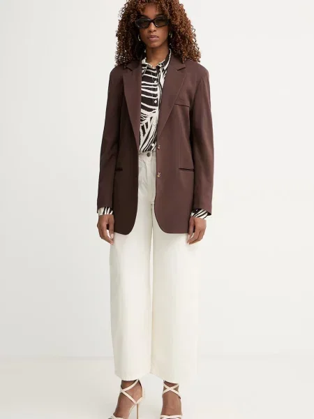 Majica z dolgimi rokavi Guess rjava