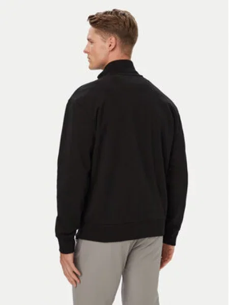 BOSS Green dukserica na zakopčavanje muška s pamukom SW_Collar Full crna