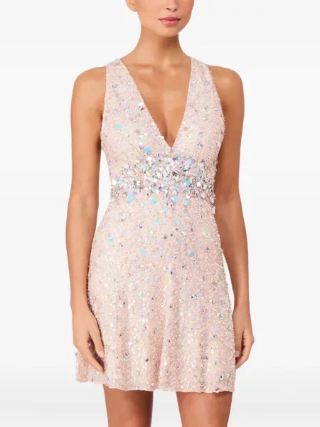 Rochie mini Jenny Packham cu decolteu în V roz