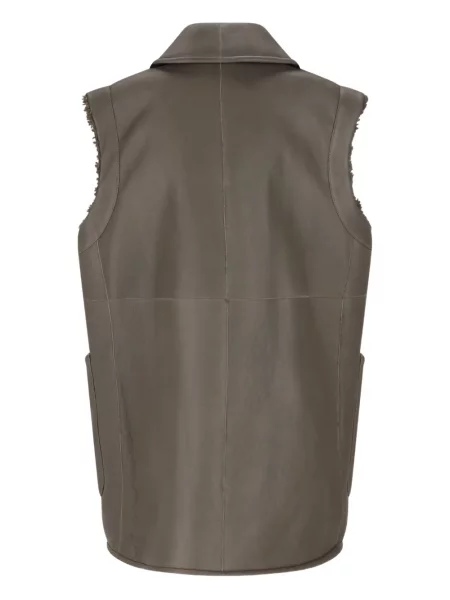 Haină din piele de oaie Max Mara cu două rânduri de nasturi din piele de oaie verde