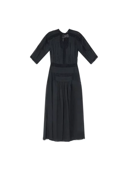 Lniana sukienka maxi Marant Etoile czarna