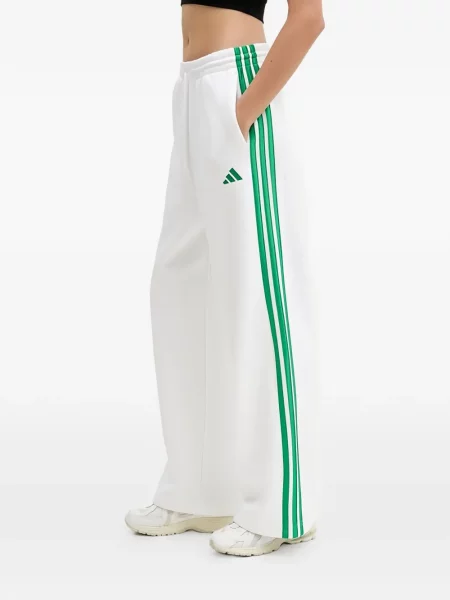 Spodnie Adidas w paski z autografem do biegania zielone