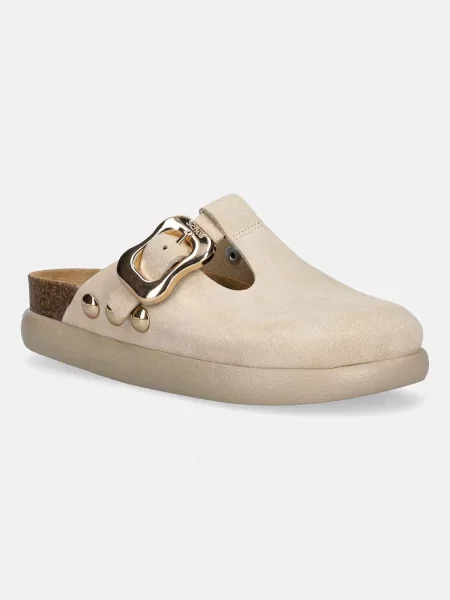 Scholl papuci mocasini pentru femei din piele întoarsă FLORA bej