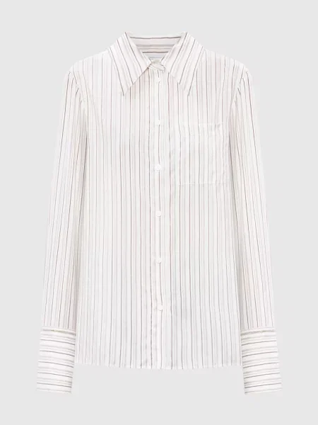 Блуза із шовку в смужку Peserico біла