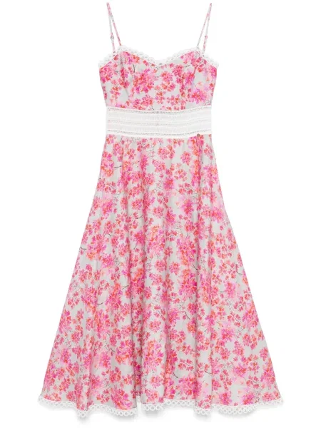 Rochie midi Nissa de in cu model floral cu imagine roz