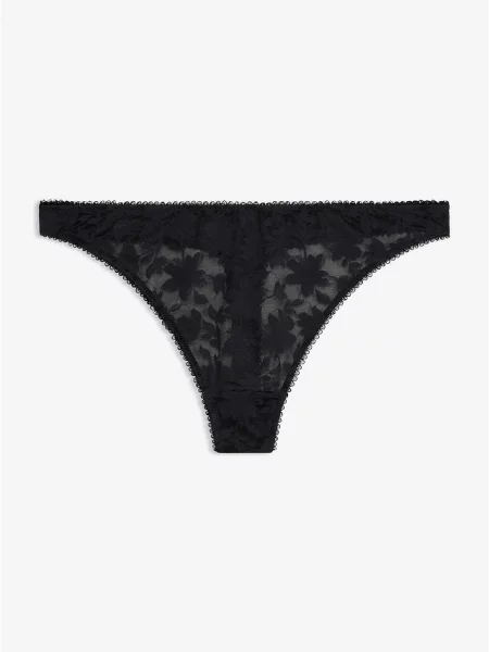 Stringi mini z miękkiego materiału czarne