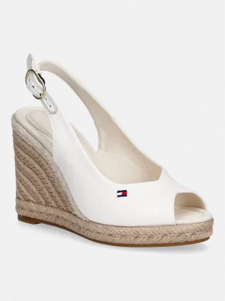 Tommy Hilfiger sandali s polno FLAG HIGH WEDGE ESPAD SLINGBACK bela
