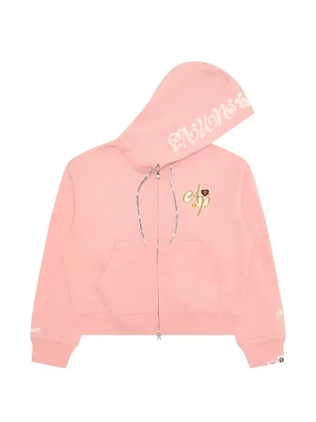 Hanorac cu glugă Aape By A Bathing Ape cu autograf roz