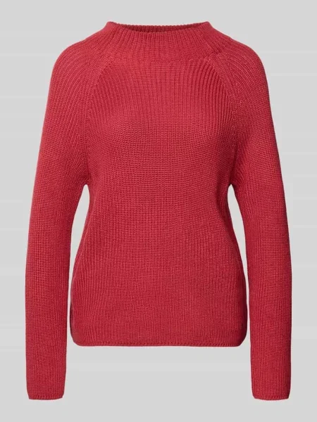 Sweter o kroju regular fit z efektem dzianiny model ‘Basic’ Monari czerwony