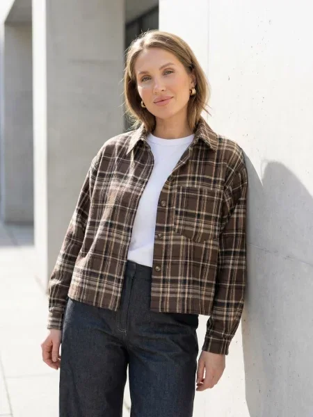 Сорочка в клітинку Seventeen кашемір коричневий