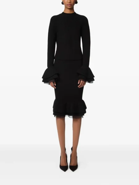 Fustă Nina Ricci tricotate cu volane negru