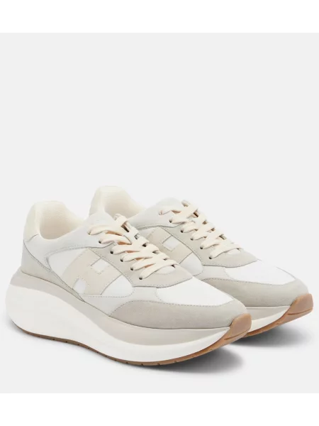 Sneakerși Hogan din piele de căprioară cu platformă alb