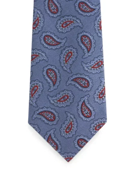 Cravată Etro de mătase cu model paisley albastru