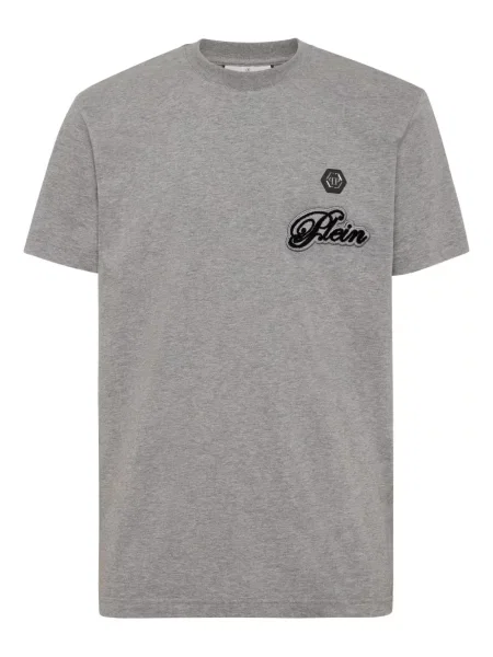Tricou Philipp Plein cu broderie gri