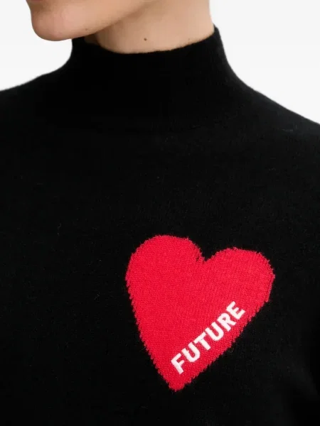 Pulover From Future cu motiv cu inimi negru