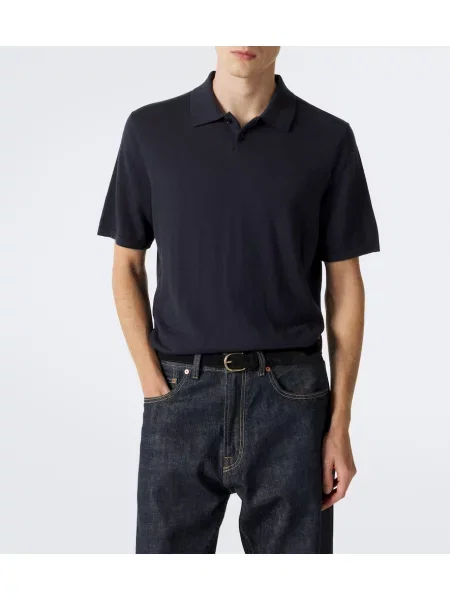Tricou polo Lisa Yang din cașmir albastru