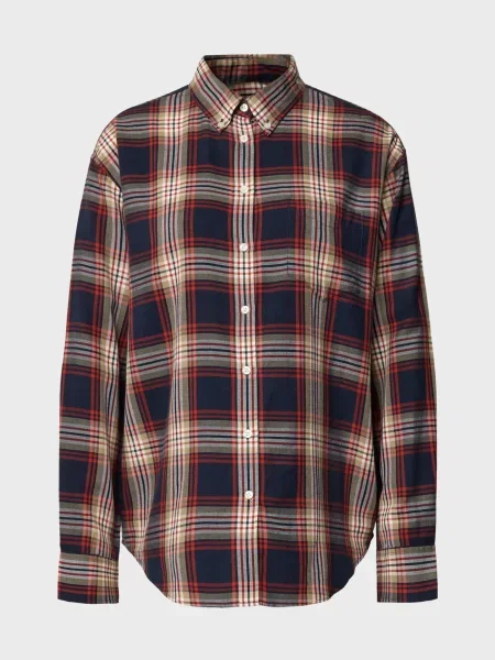 Картата фланелева сорочка Gant синя