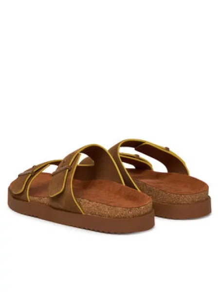 Šlepetės Tommy Hilfiger Cork Adjustable Suede Sandal ruda