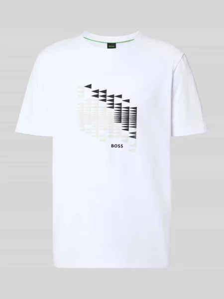 T-shirt o kroju relaxed fit z mieszanki bawełny model TS_NETWORK FLAG' Boss Green biała