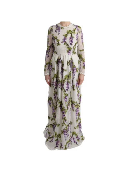 Haftowana sukienka maxi Dolce And Gabbana w kwiatki